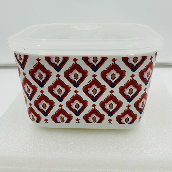 Set Of 2 Dash of That Lidded Stoneware Bowls Square Round Storage - Picture 2 of 12